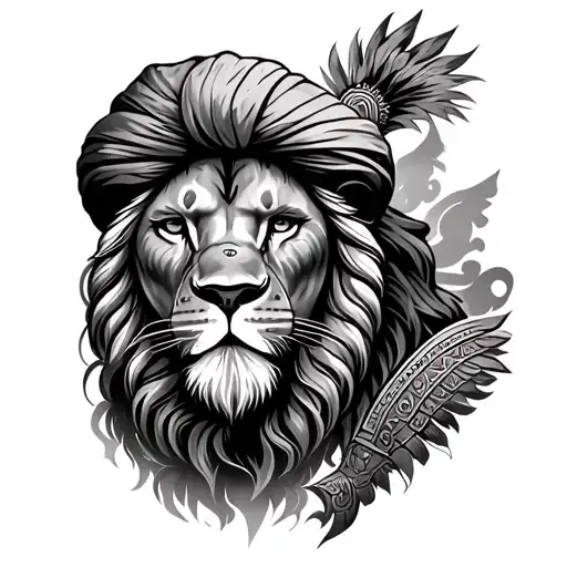 LION AND SIKH WARRIOR HARI SINGH NALWA tattoo design idea