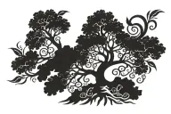 Rohan and Bodhi tree with names tattoo design idea