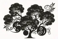 Rohan and Bodhi tree with names tattoo design idea