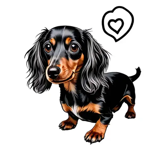 long haired Dachshund face tattoo design idea