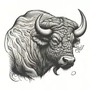 Cape buffalo head profile tattoo design idea