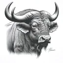 Cape buffalo head profile tattoo design idea