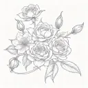 rose, carnation, water lily, honeysuckle, daisy, sweetpea, larkspur, snowdrop tattoo design idea