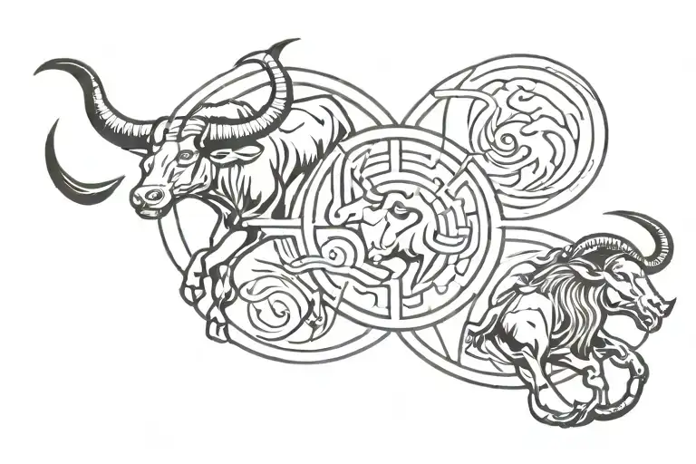 saggitarus, Taurus, Aquarius and Capricorn tattoo design idea