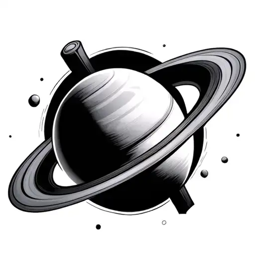 cross with saturn like rings going around it sideways tattoo design idea