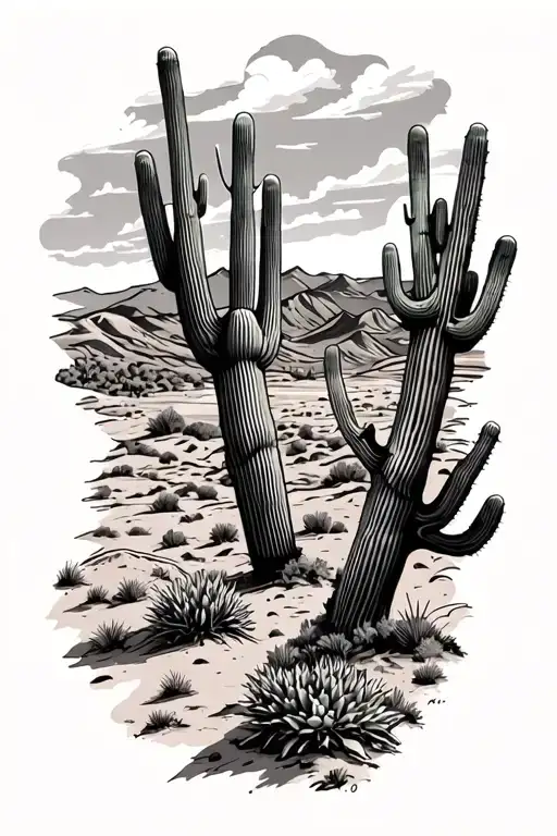 Arizona desert landscape tattoo design idea
