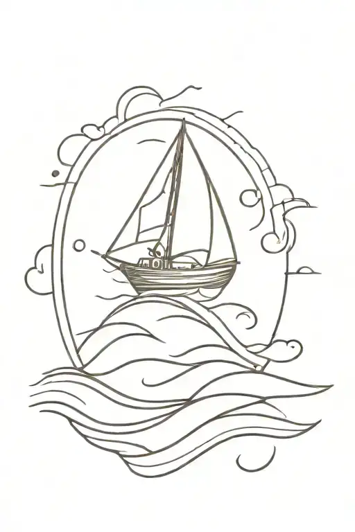 summer sea ship surf tattoo design idea