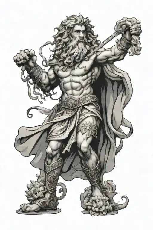 line male greek god and lion tattoo design idea