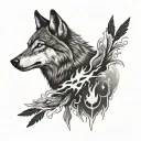 wolf and crows flying tattoo design idea