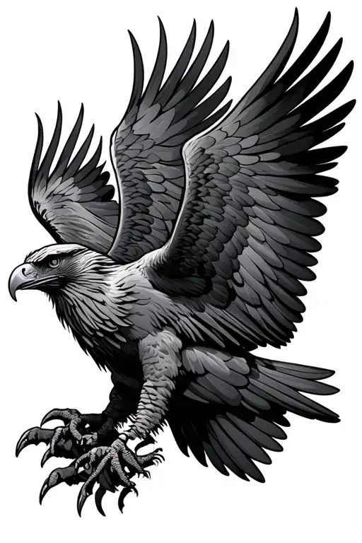 Buzzard bird rising tattoo design idea