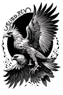 Buzzard bird rising tattoo design idea