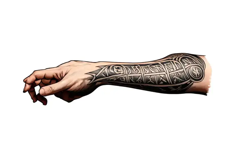 Anglo Saxon runes around the arm tattoo design idea