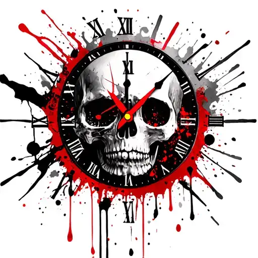 memento mori clock face tattoo design idea