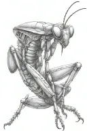 praying mantis tattoo design idea