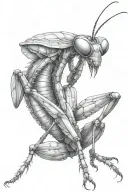 praying mantis tattoo design idea