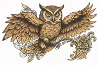 owl flying tattoo design idea