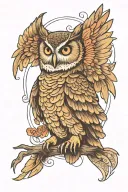 owl flying tattoo design idea
