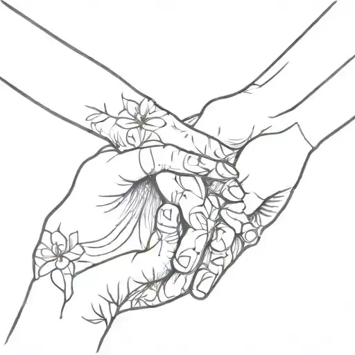 Mum that gives her life for her child holding hands tattoo design idea