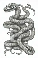 skeleton of a snake vertical that says "shed your skin" tattoo design idea