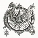 dragon and phoenix vegvisir viking compass tattoo design idea