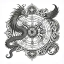 dragon and phoenix vegvisir viking compass tattoo design idea