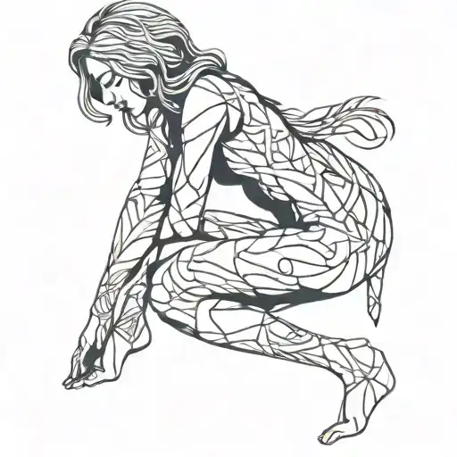 A full body image of a beautiful feminine shemale intertwined with a submissive young woman  tattoo design idea