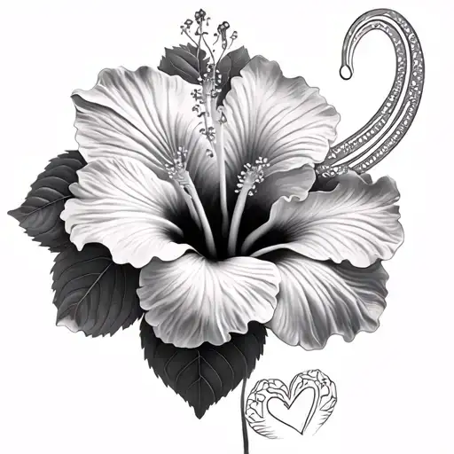hibiscus flower with a heart and the infinite sign for my daughter and me tattoo design idea