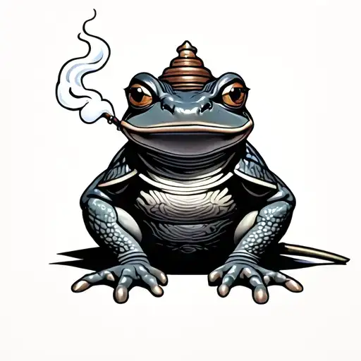 samurai frog smoking tattoo design idea