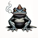 samurai frog smoking tattoo design idea