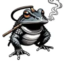 samurai frog smoking tattoo design idea