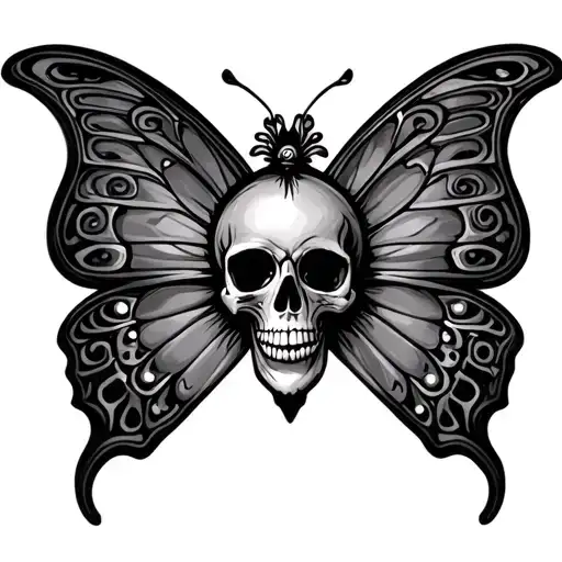 the shape of a butterfly with a skull inside it tattoo design idea