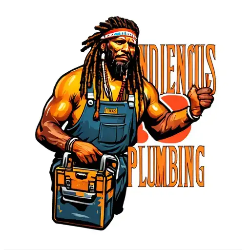 "Indigenous Plumbing " dreadlock painted face Native American plumber holding a toolbox tattoo design idea