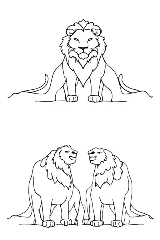 Father and son lion facing the world tattoo design idea