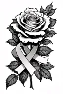 rose with 3 cancer ribbons spread across tattoo design idea