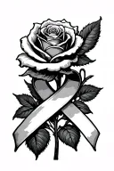 rose with 3 cancer ribbons spread across tattoo design idea