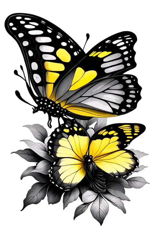 yellow butterfly Virgo Sagittarius Aries tattoo design idea