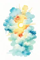 sun rays breaking through clouds tattoo design idea