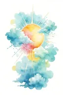 sun rays breaking through clouds tattoo design idea