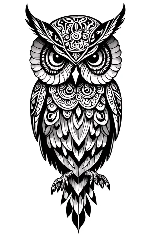 owl Alebrije spirit animal tattoo design idea