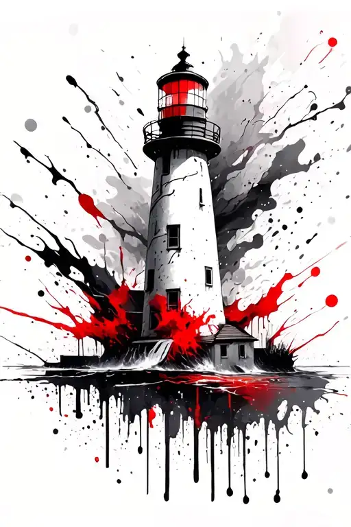Lighthouse stormy condition tattoo design idea