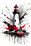 Lighthouse stormy condition tattoo design idea