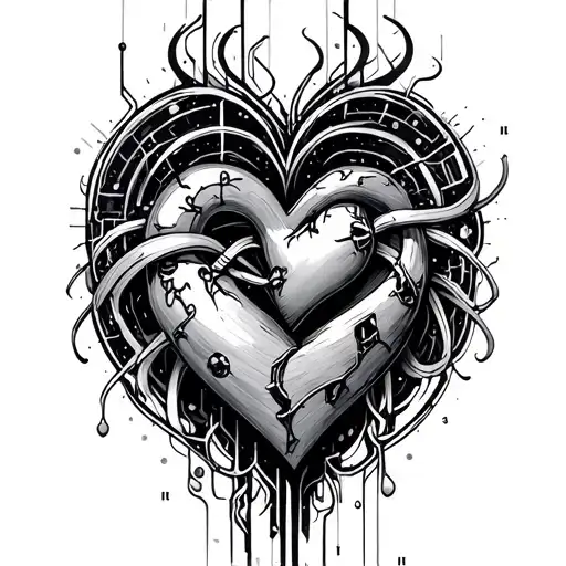 cyber syllogism down the spine tattoo with heart intertwined tattoo design idea