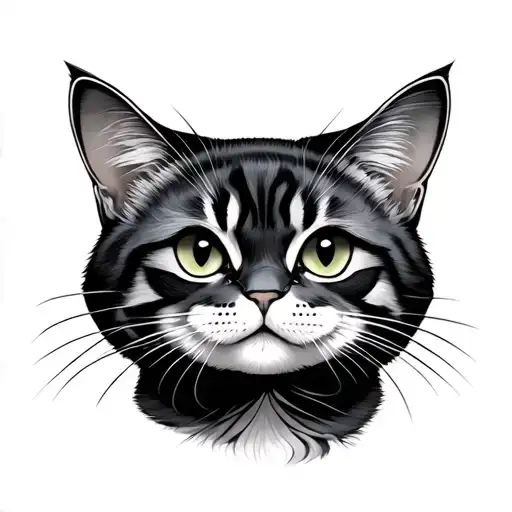 Japanese Style Cat tattoo design idea