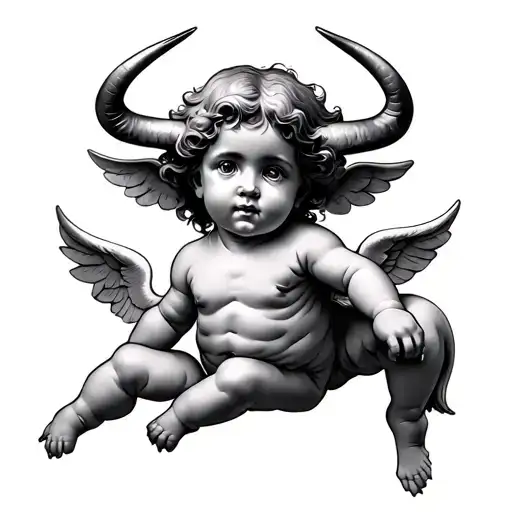 cherubs taurus zodiac sign tattoo design idea