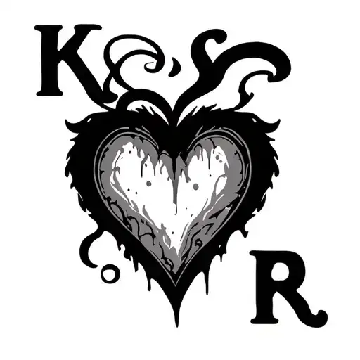 heart out the letters K,S and R  tattoo design idea