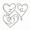Letters S, Z, and C in the shape of a heart tattoo design idea