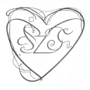 Letters S, Z, and C in the shape of a heart tattoo design idea