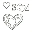 Letters S, Z, and C in the shape of a heart tattoo design idea