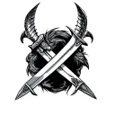 Hero pike crossed swords tattoo design idea