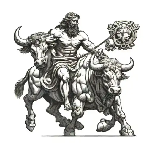 Milo of croton carrying the bull tattoo design idea
